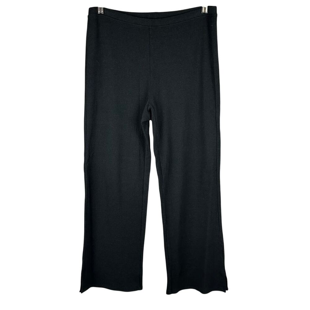 Eileen Fisher Ribbed Knit Wide Leg Pants Black Women's Size Medium EUC